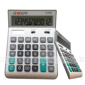 Calculatrice de 12 chiffres de bureau à double alimentation avec couvercle acrylique incliné (LC217)